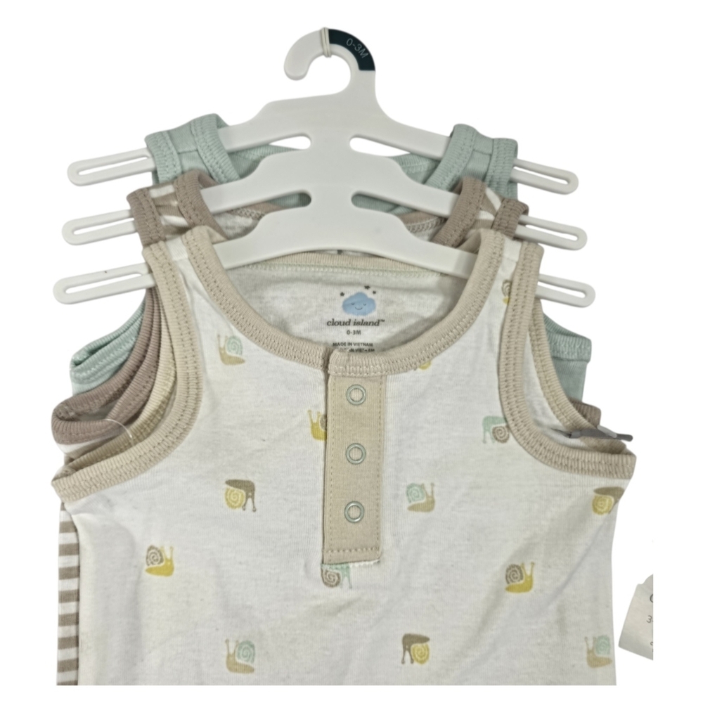 Cloud Island Baby Bodysuits 0–3 Months | 3-Pack Sleeveless Cotton - Picture 2 of 7